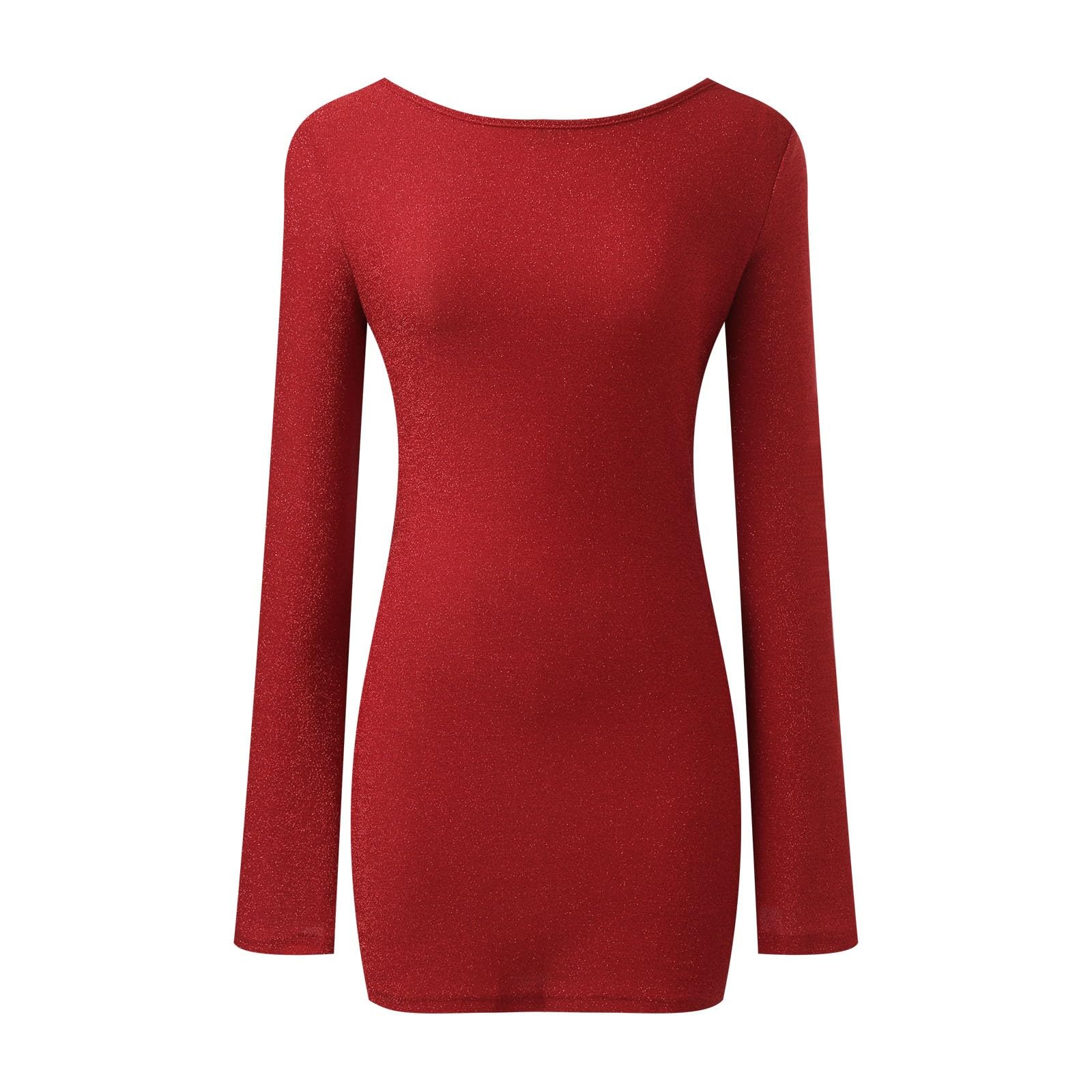 Mini abito da donna scintillante con schiena scoperta e cravatta a maniche lunghe scintillante aderente party club