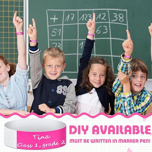 Miniatura 4 de Tudomro 300 pulseras de papel para eventos, pulseras impermeables de neón, pulseras de identificación de conciertos, bandas de mano, pulseras
