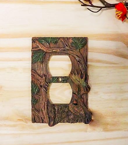 Miniatura 6 de Ebros - Juego de 2 platos de pared con cubierta eléctrica de ciervo y ciervo, alce rústico de bosque rústico pintado a mano, decoración occidental