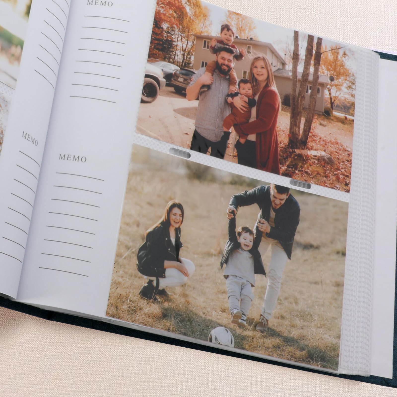 Álbum de fotos para 4 x 6, 3.5 x 5, 3 x 4, con 200 hojas, páginas interiores autoadhesivas, cubierta de lona, para aniversario de boda familiar (negro, azul marino)