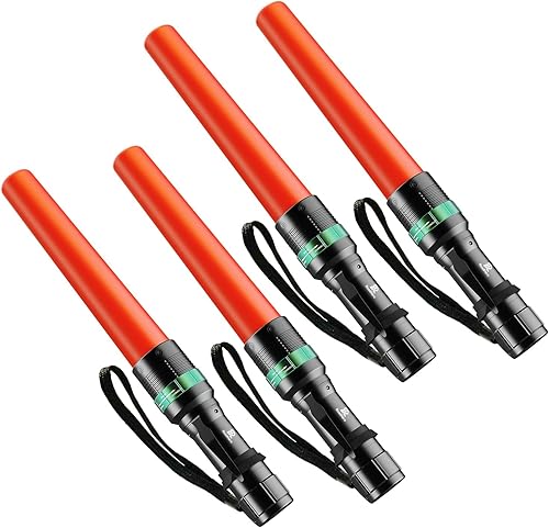 Miniatura 1 de Paquete de 4 varitas de tráfico, linterna LED de control de tráfico de 11 pulgadas, pequeñas varitas de seguridad naranjas, varita de control de