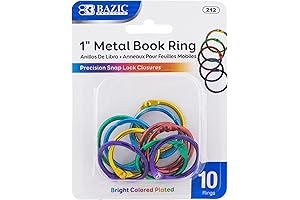 Bazic Loose Leaf 1" Notecard Rings for Flashcards, Index Cards