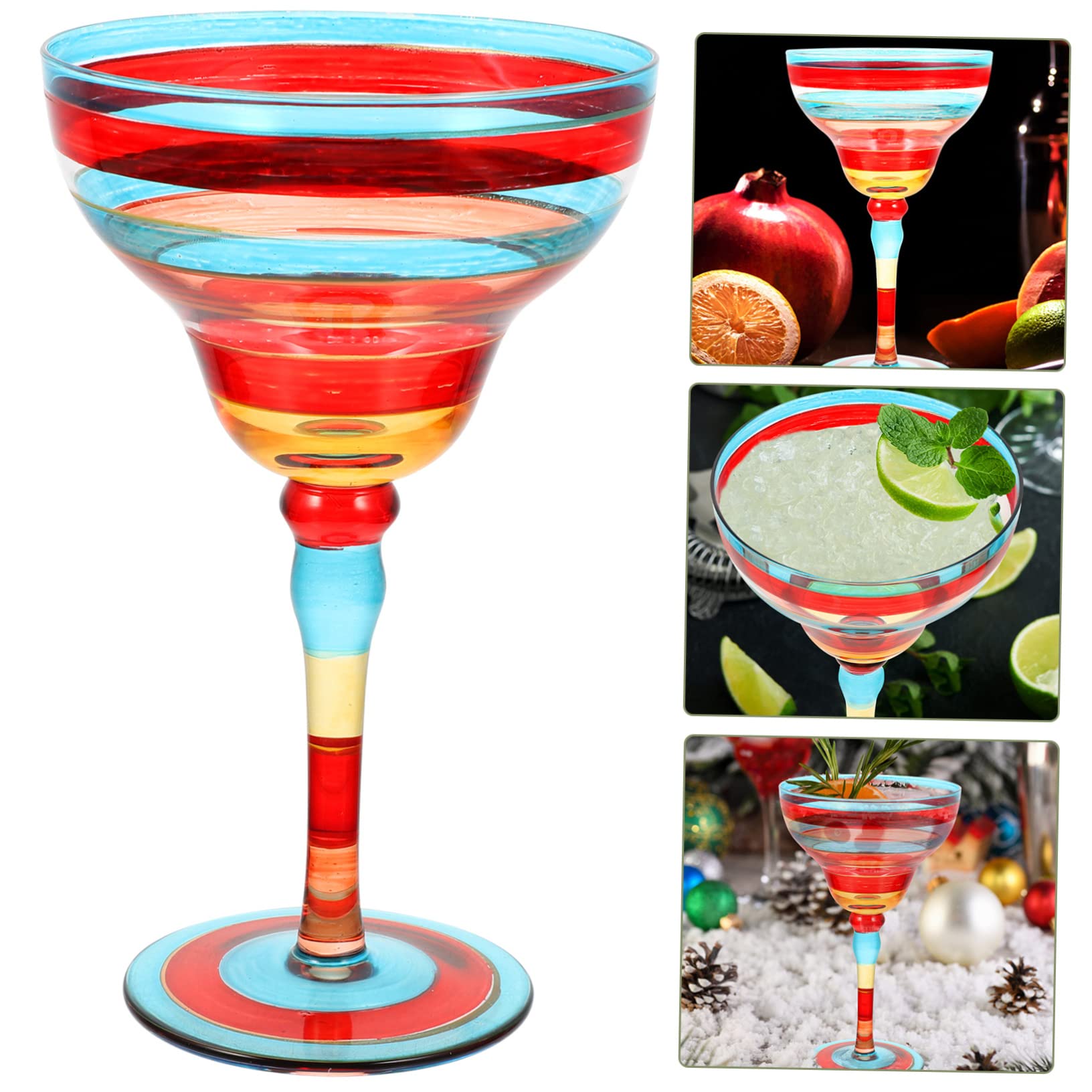 Bicchiere Da Margarita Dipinto Mano Trasparentper Cocktail Vino Succo e Dessert Decorativo Per Feste Matrimonio e Formali