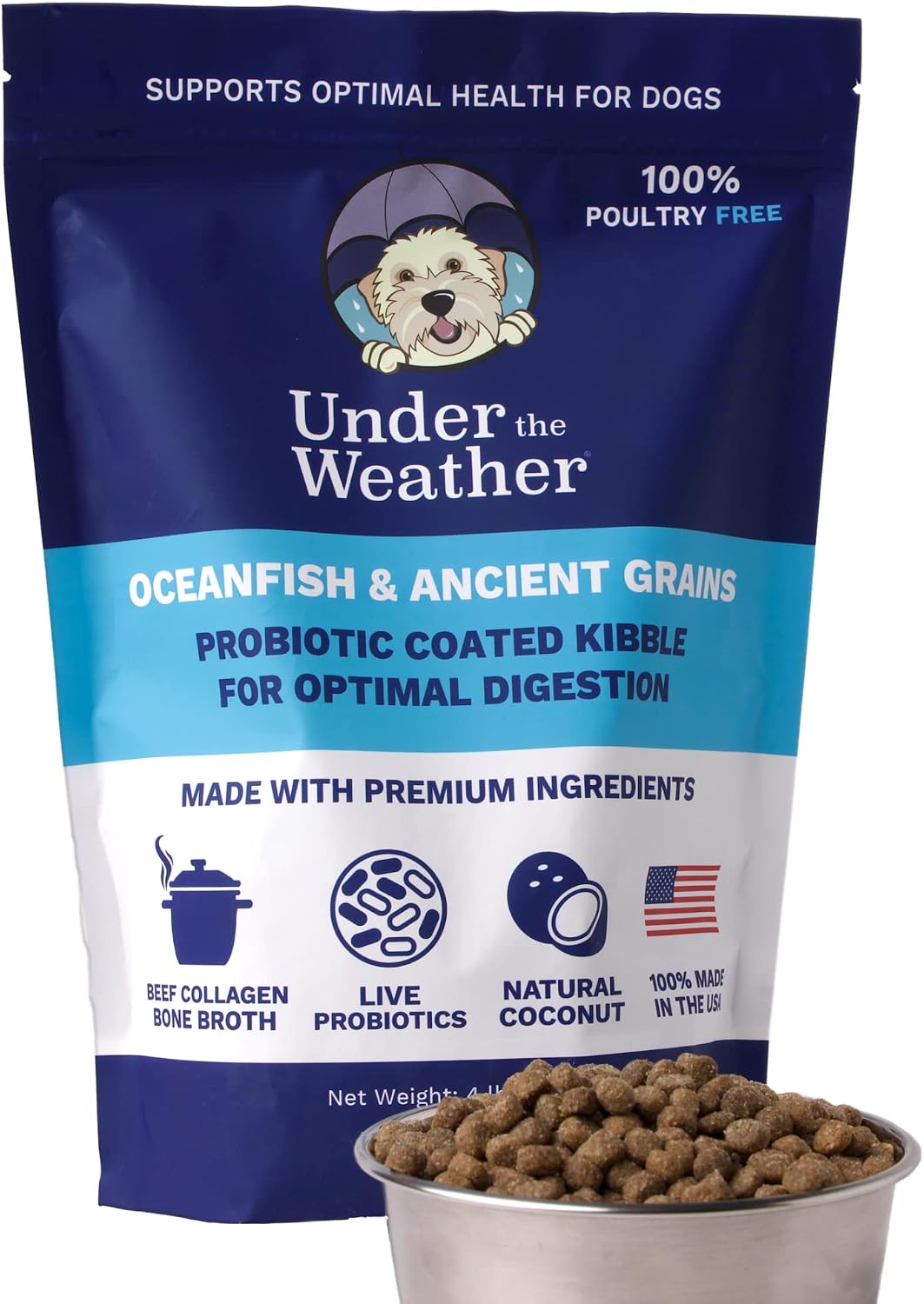 Under the Weather Pet | Probiotic Coated Kibble Dry Dog Food for Optimal Healthy Digestion | Poultry Free Vet Formulated Savory Ocean…
