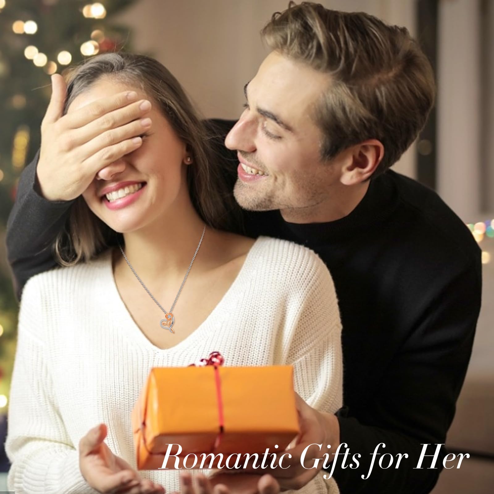 San Valentino Regalo Donna Argento 925 Collane,Rosé Fiore Cuore Ciondolo Collana,Regali Anniversario per Lei Mamma