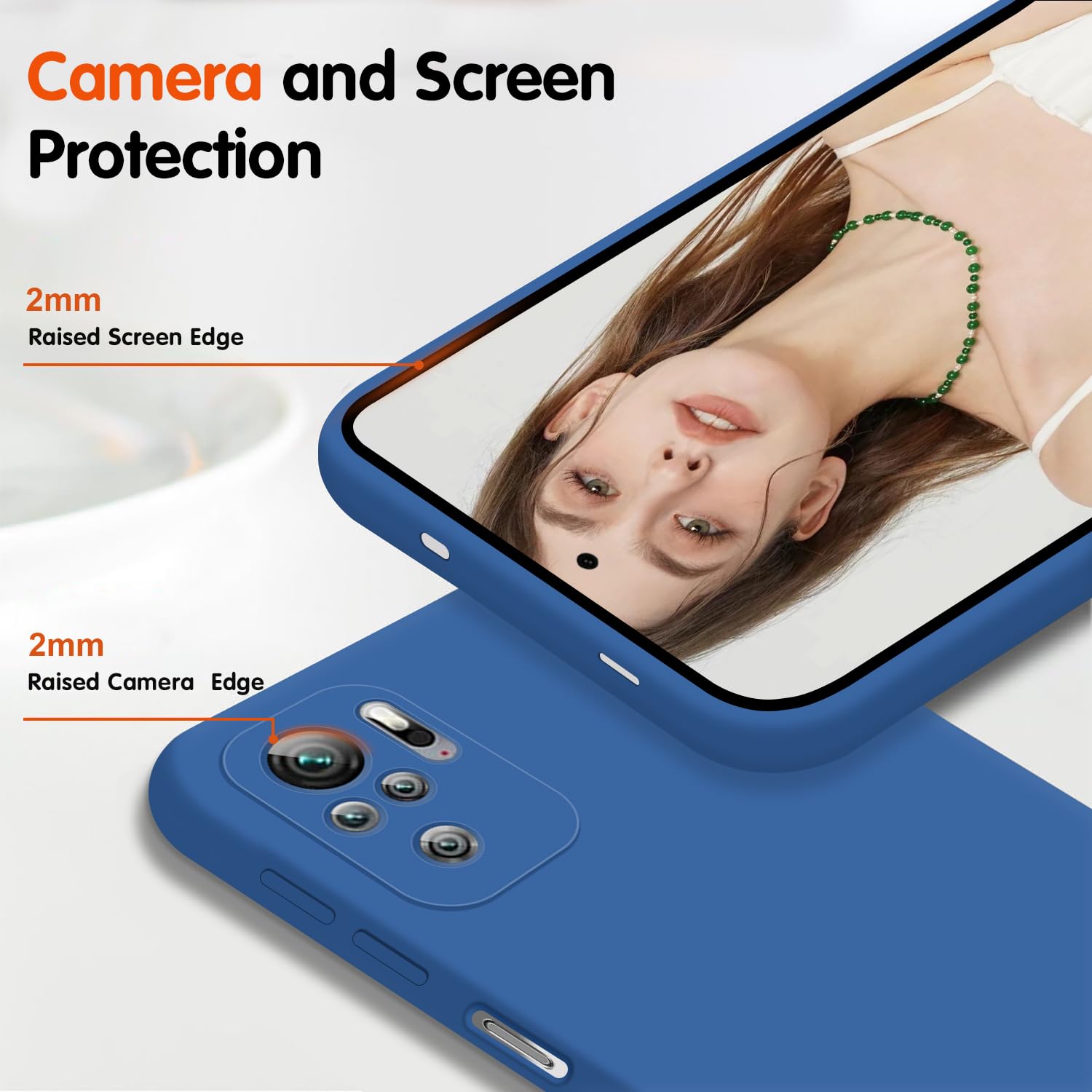 DESSEN Cover per Xiaomi Redmi Note 10 4G | Note 10s, Morbida in Silicone TPU Ultra Sottile, Custodia con Supporto per Anello Girevole, Antiurto Antiscivolo Bumper Case. Cielo blu