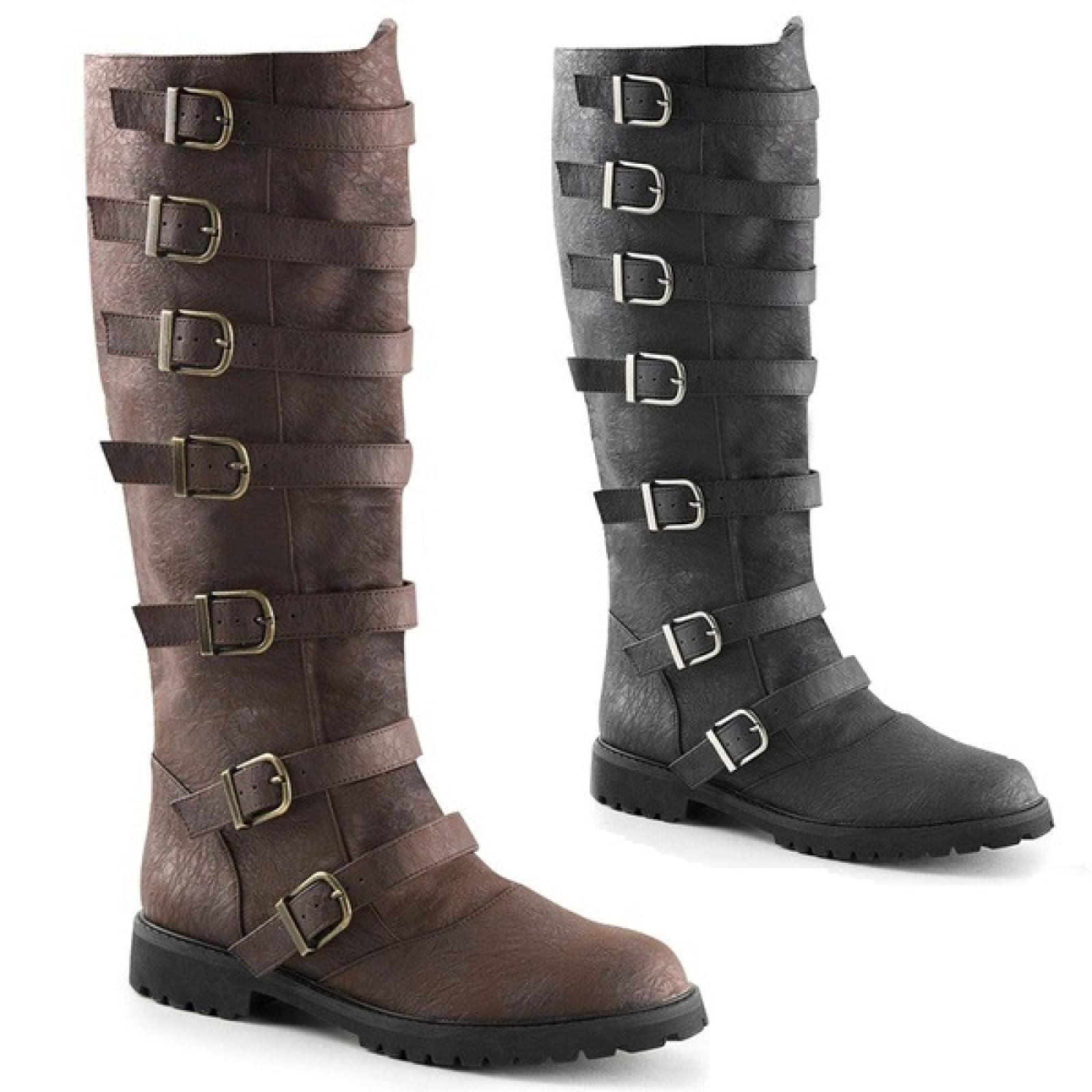 Stivali Equitazione Con Punta Tonda (38-48), Stivali Steampunk, Fibbia Per Cintura, Antiscivolo/Impermeabile, Fatto A Mano/Tacco Basso (1-3 Cm), Per Primavera/Inverno/Unisex,42,Brown