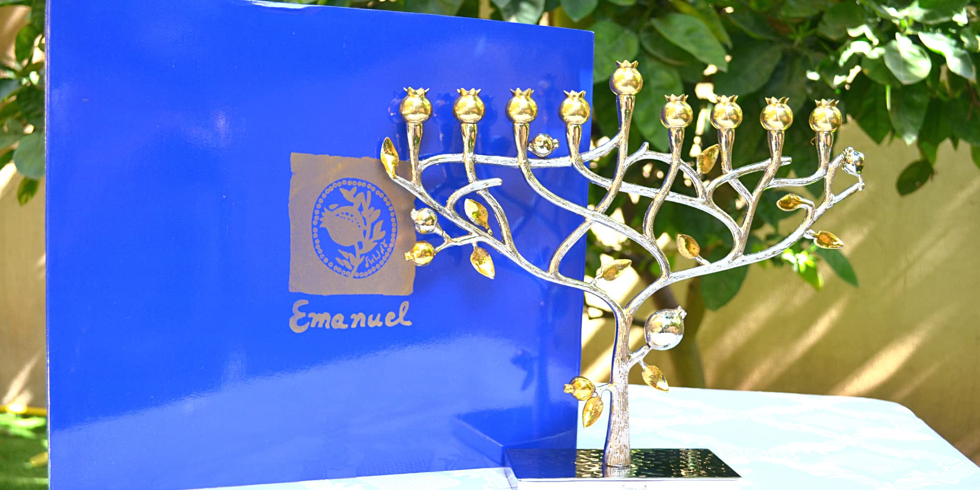 Menorah Hanukkah Hanukkiah Árbol de la Vida Granada por Yair Emanuel Judaica Gift