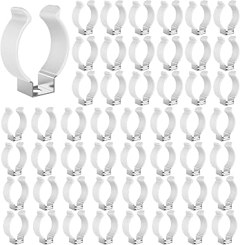 JESLED T8 U Clips Holder Bracket for 8FT LED Light Bulbs, 50-Pack LED Fluorescent Tube Replacement Mounting Accessories, Stainless Steel Lamp Support, Lampholder, Pipe Clamps to Prevent Sagging