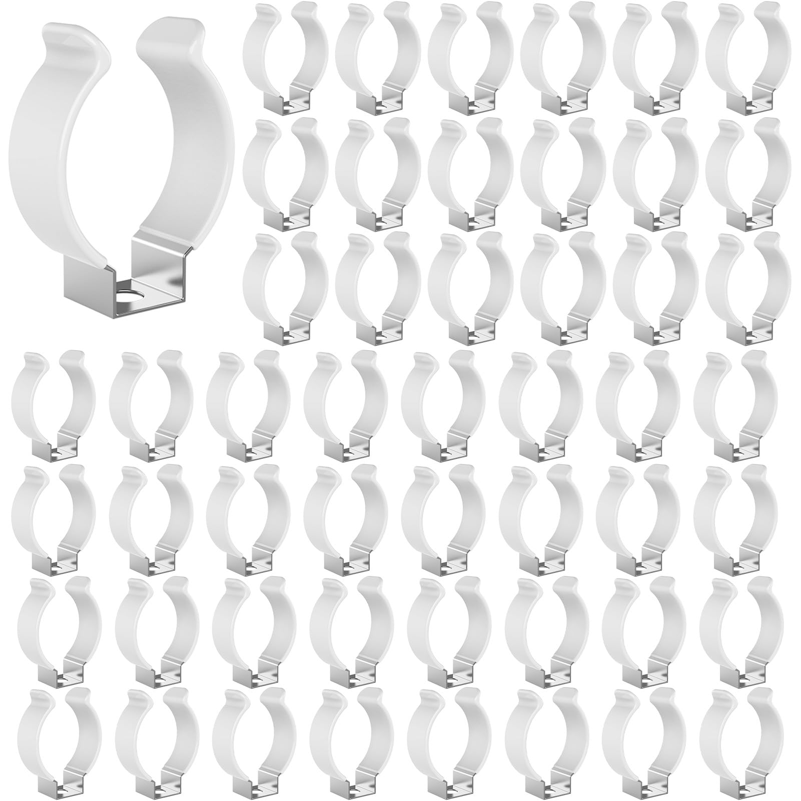 JESLED T8 U Clips Holder Bracket for 8FT LED Light Bulbs, (50-Pack) LED Fluorescent Tube Replacement Mounting Accessories, Stainless Steel Lamp Support, Lampholder, Pipe Clamps to Prevent Sagging