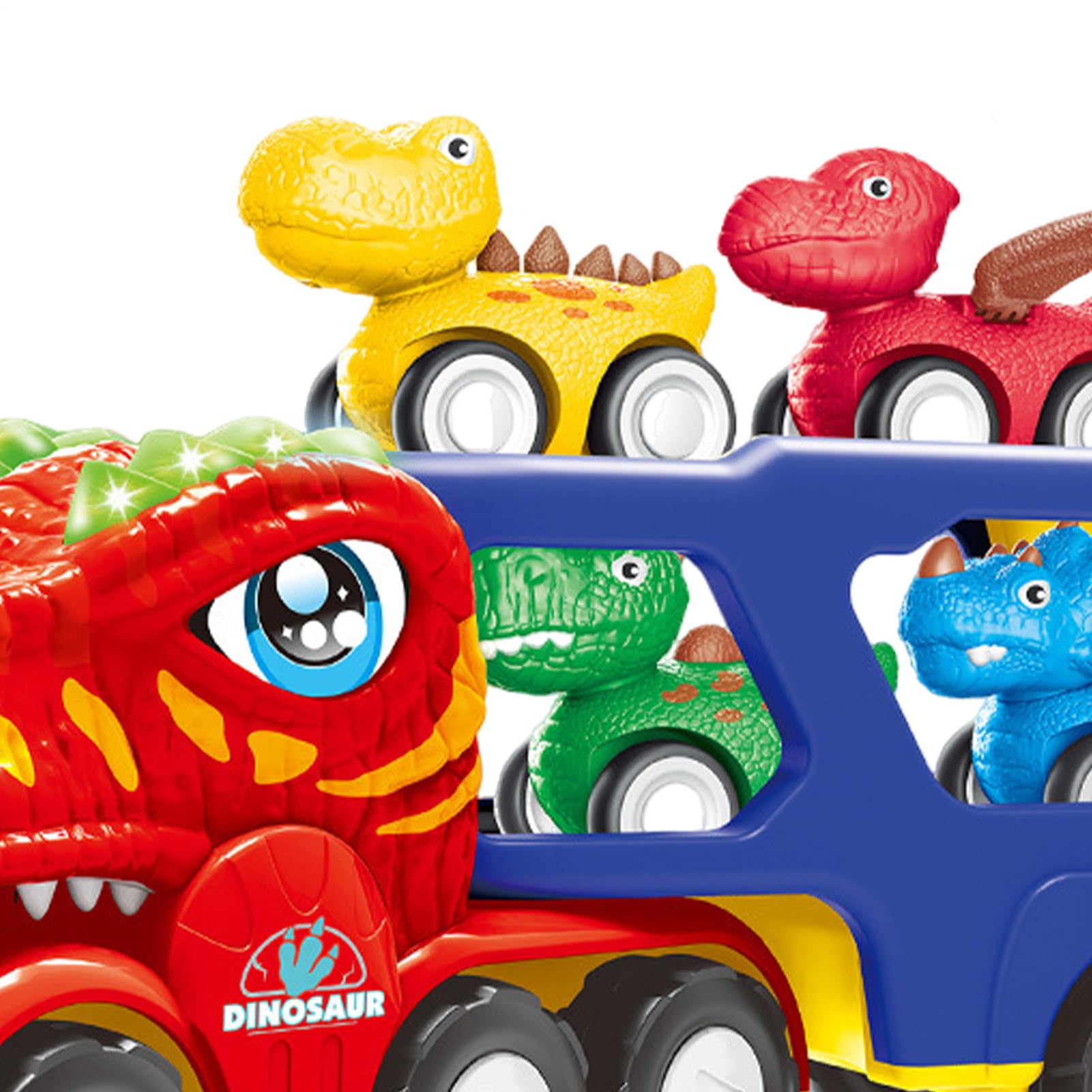 Camion Dinosauro Con Auto Tynosaurus Grande Camion Elettrico Con 4 | Figurine Dinosauri Veicoli Set Per Età Prescolare E Studenti