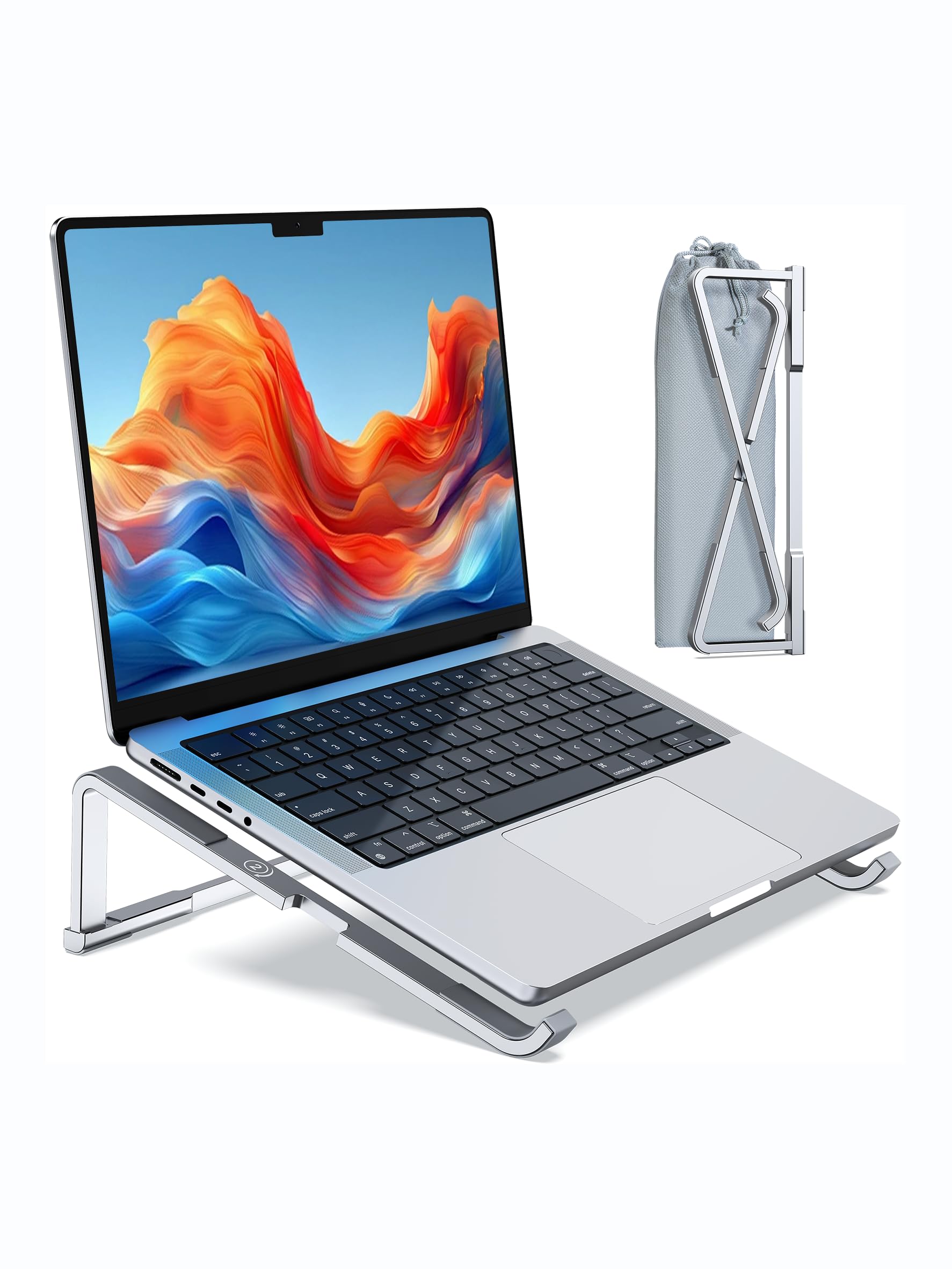 JOOF Laptop Stand, Foldable Laptop Riser for Desks, Ventilated and Load-Bearing, Portable Stand for MacBook Air/Pro, Dell, Lenovo, HP and Other Laptops up to 17 Inches
