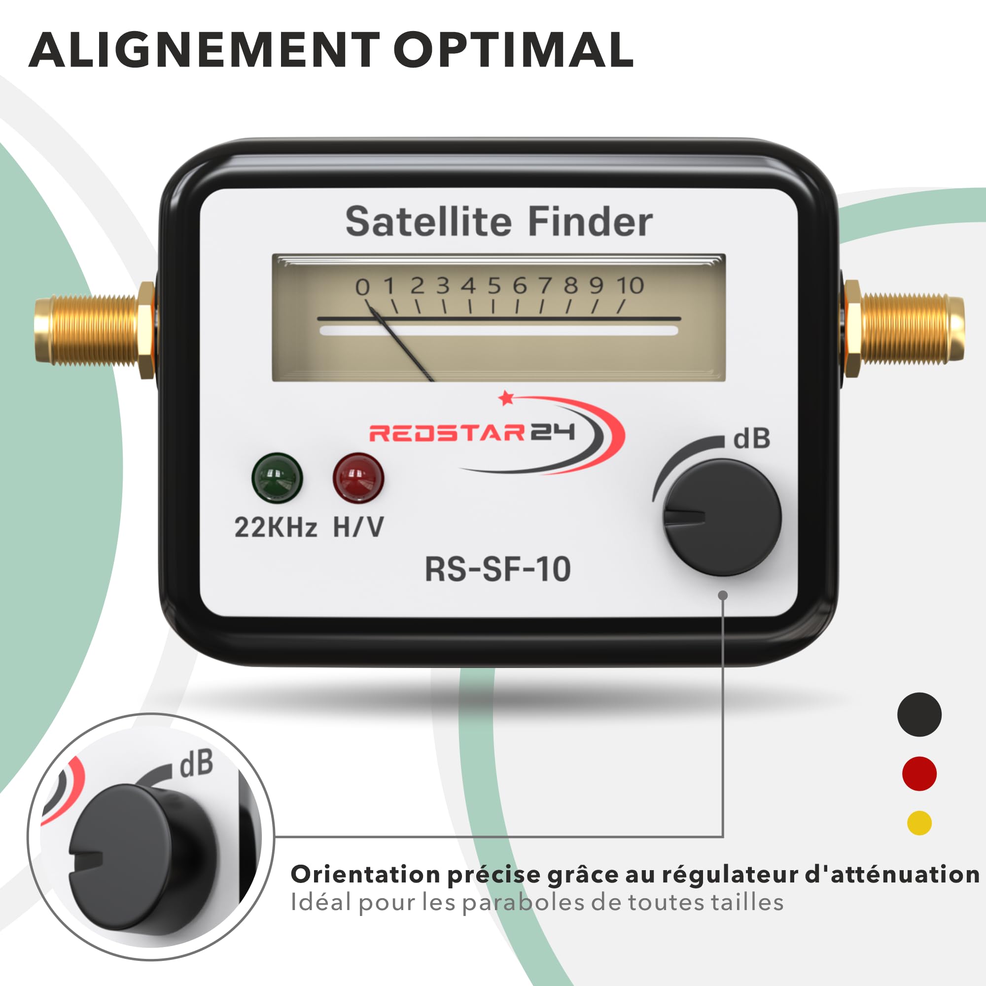 RedStar24 Pointeur Satellite Détecteur de Signal Numérique Satfinder avec Signal Sonore Câble F Inclus