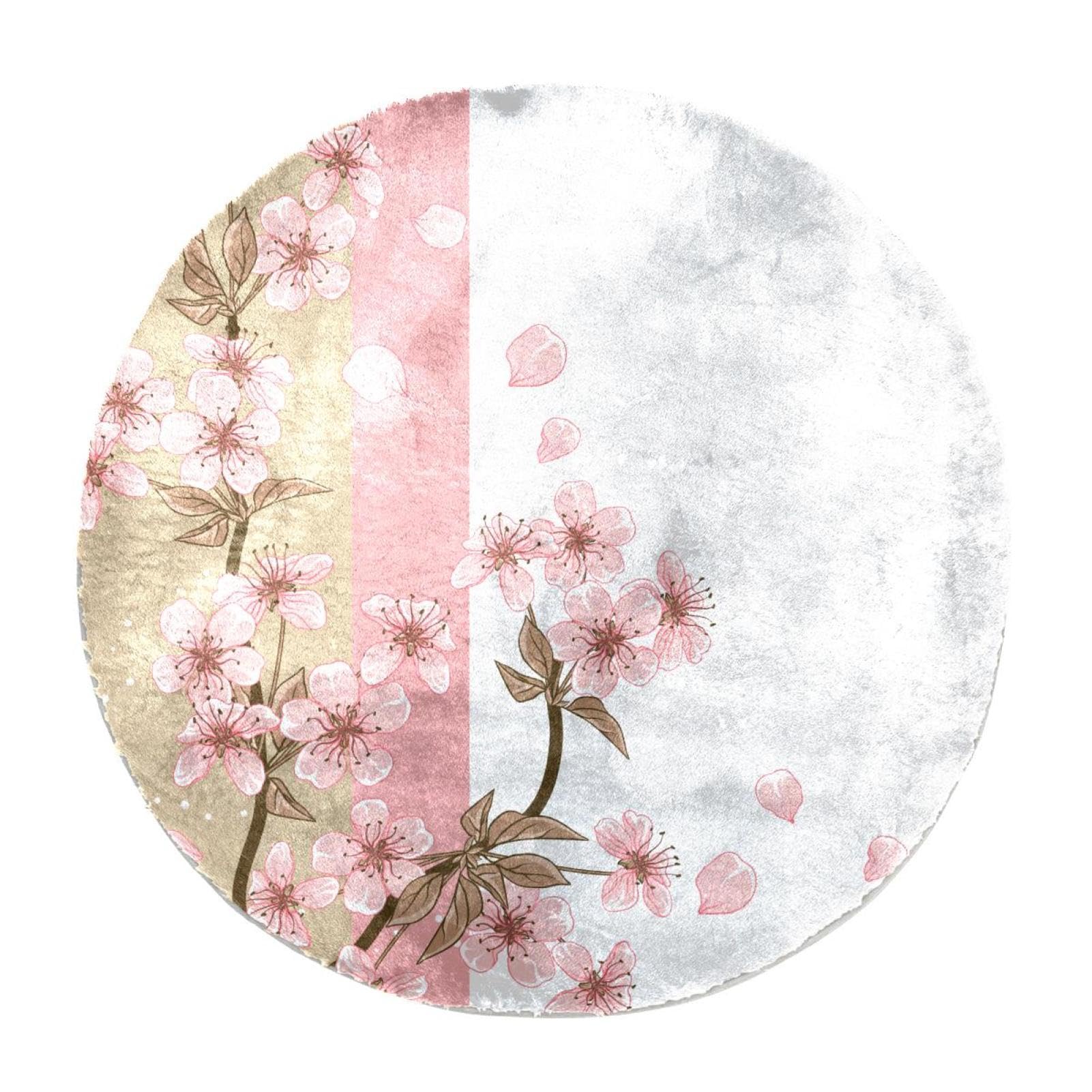 Tapis rond motif fleurs de cerisier 60 cm pour créer un coin lecture cosy