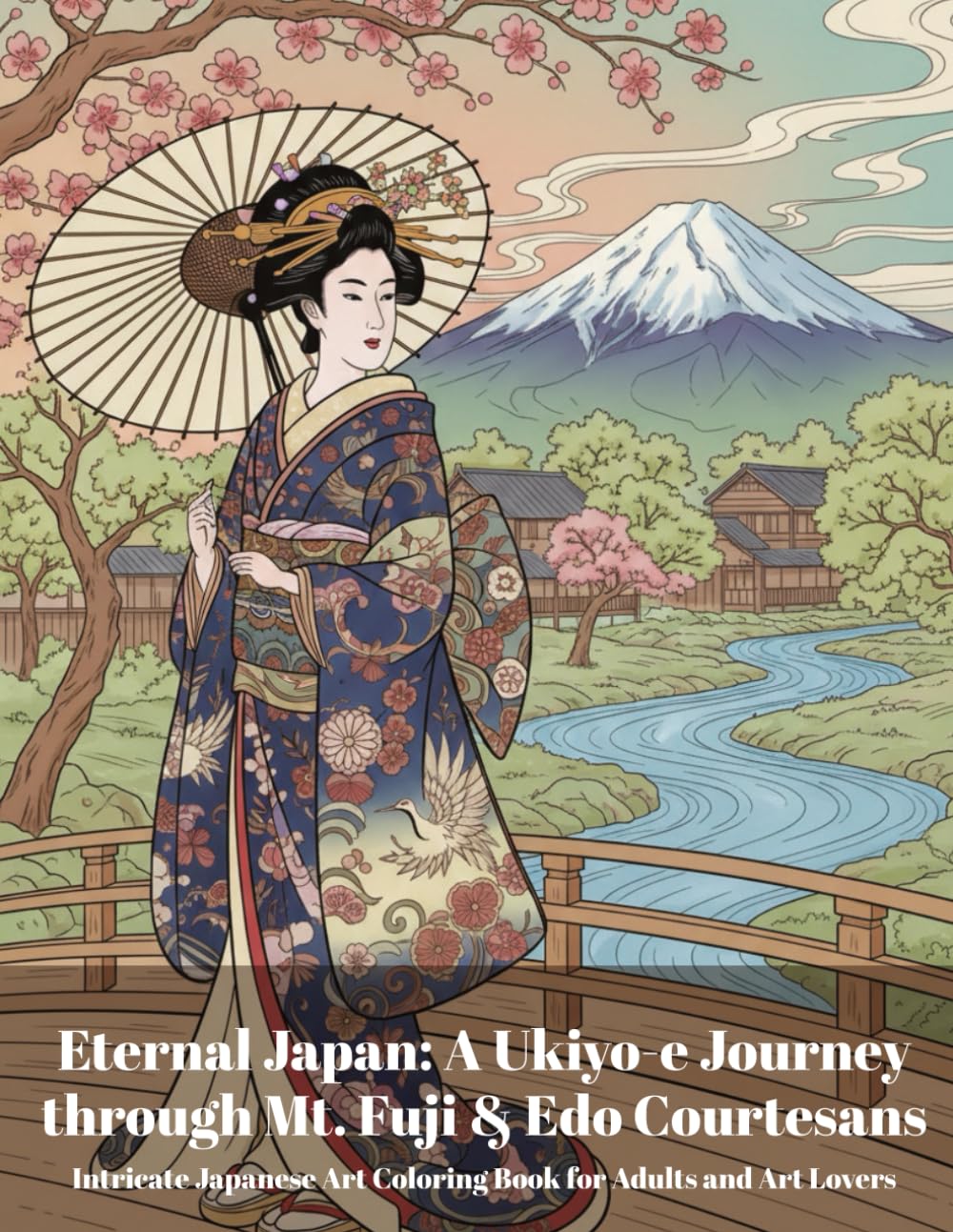 Eternal Japan: A Ukiyo-e Journey through Mt. Fuji & Edo Courtesans: Traditional Japanese Landscapes and Elegant Figures for Stress Relief and Relaxation
