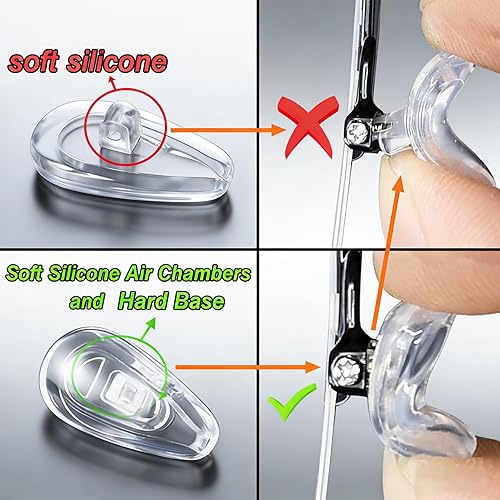 Miniatura 4 de PTSLKHN 5 Pairs of Eyeglass Nose Pads, Upgraded 15x8mm Soft Silicone Air Chamber Eyeglasses Nose Pads, Screw-in Glasses Nose Pad Replacement Kit.