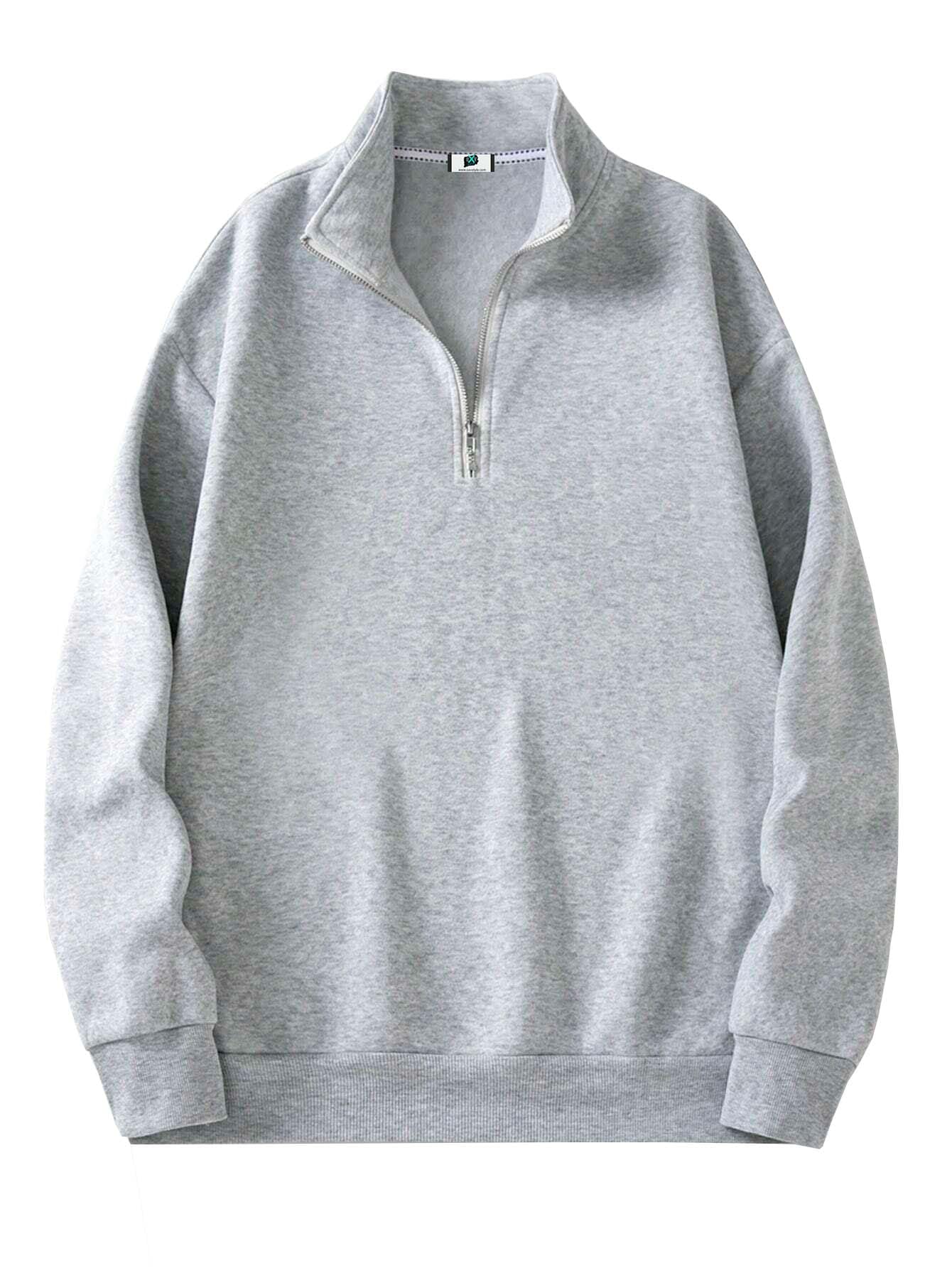 sxv style Men's Half Zipper Collared Sweatshirt-picture-23