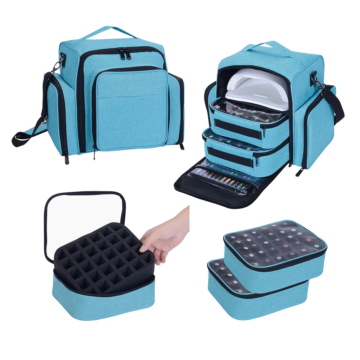 Nail Polish Organizer Case with Detachable Storage Bags