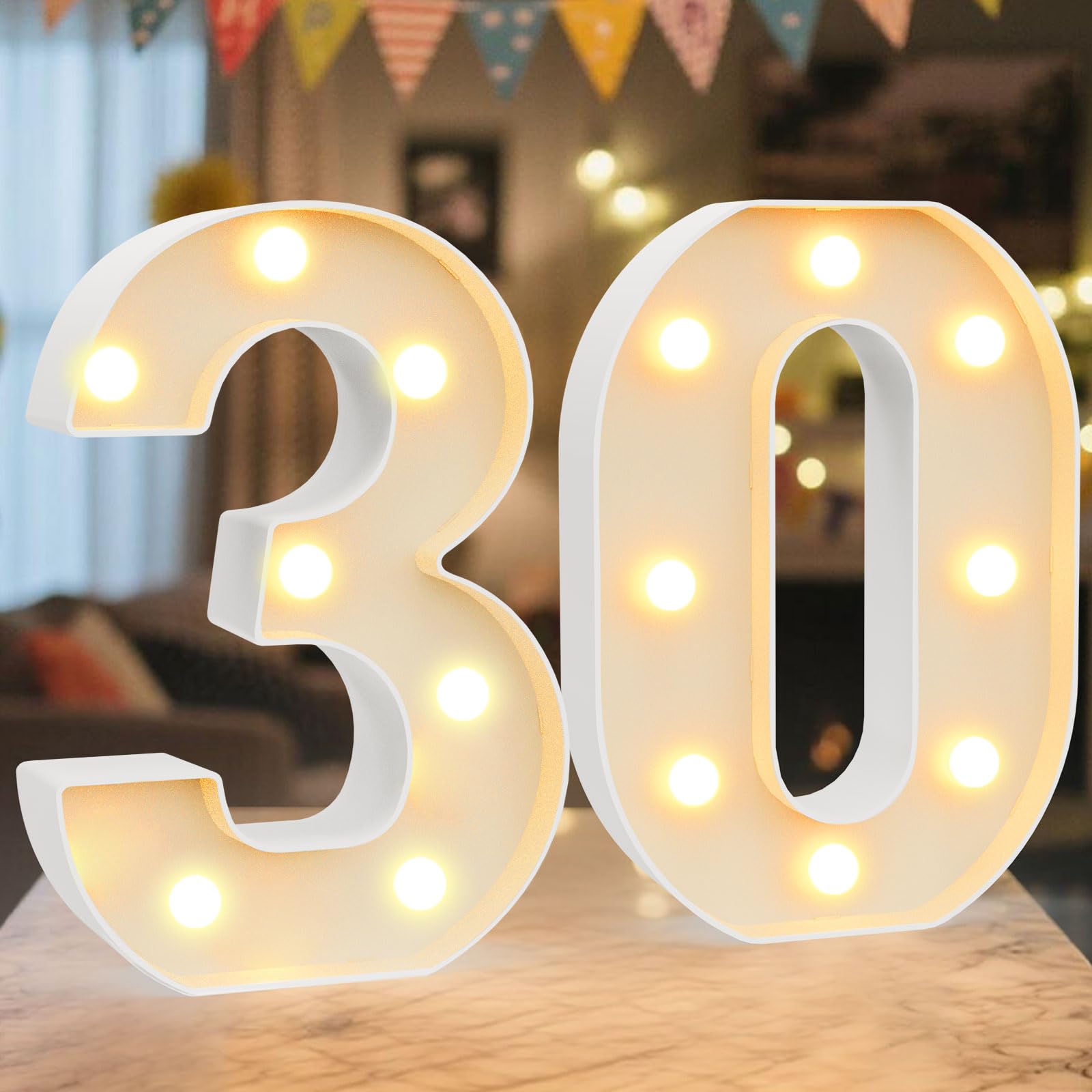 NANXU Light up White Marquee Number Birthday Number Sign-30, WSZ001