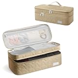 Dual Layer Travel Carrying Case, Quilted Shark Flexstyle Carrying Case for Revlon One-Step Hair Dryer/Hot Tool/Styler/Stylist, Compatible with Shark FlexStyle Attachments (Bag Only) Khaki