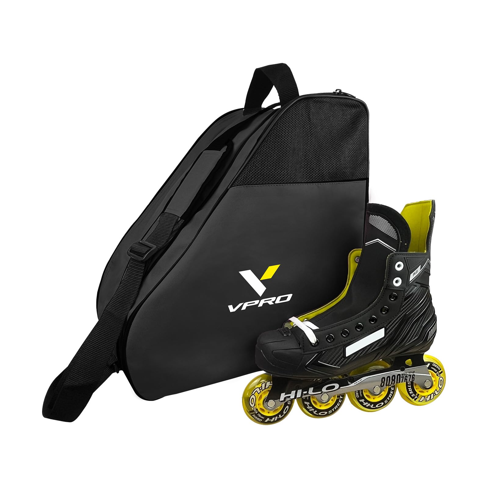 VPRO Roller Skates Bag - Skate Carrier Bag with Adjustable Shoulder Strap (Black)