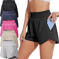 BALENNZ Women's High Waist Athletic Shorts with Zipper Pockets - Moisture Wicking Running Gym Workout Activewear