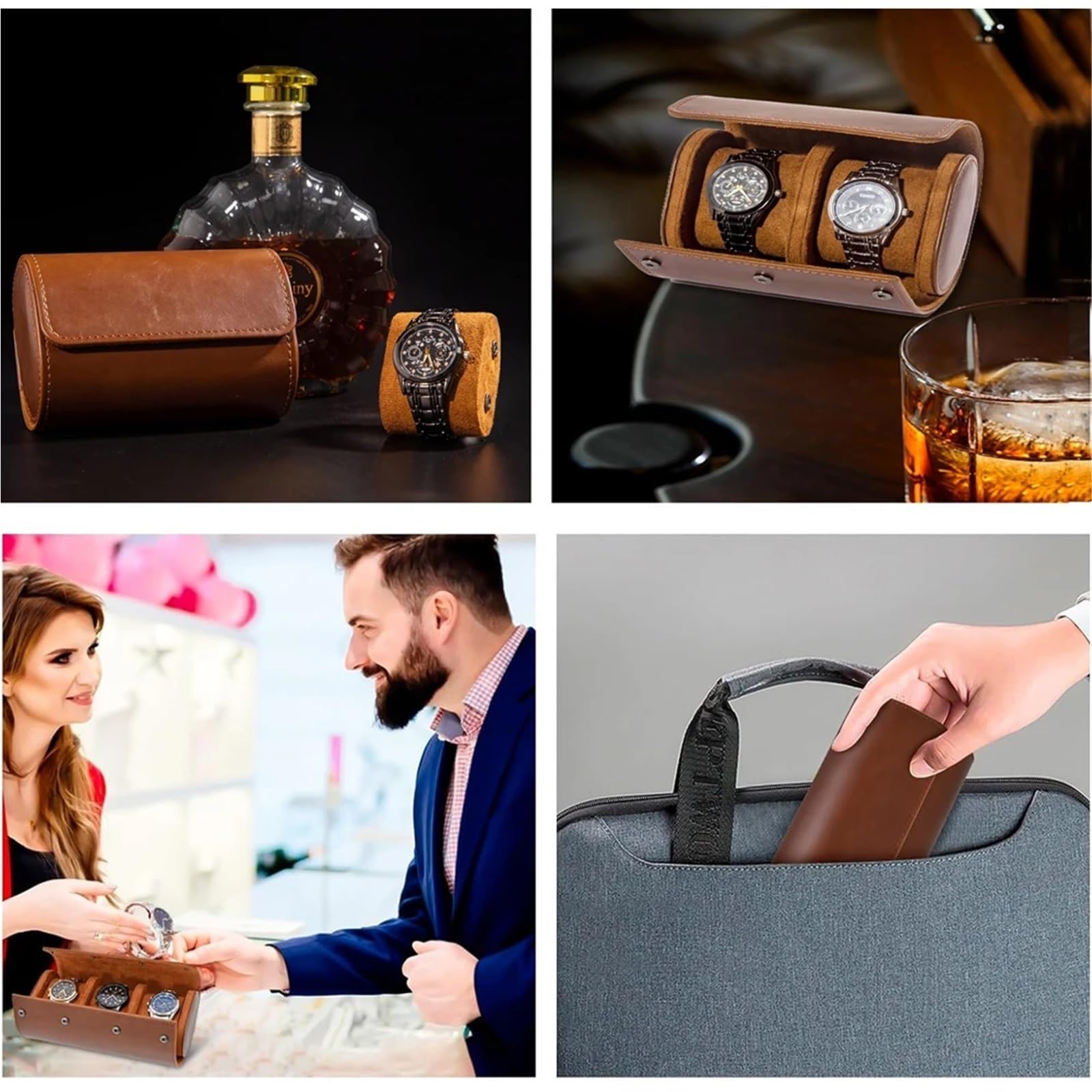 Custodia Da Viaggio for Orologio 2 Pezzi for Uomo E Donna Per Orologi | Organizzatore di borse portaoggetti sicuro con innovativi cuscini rimovibili