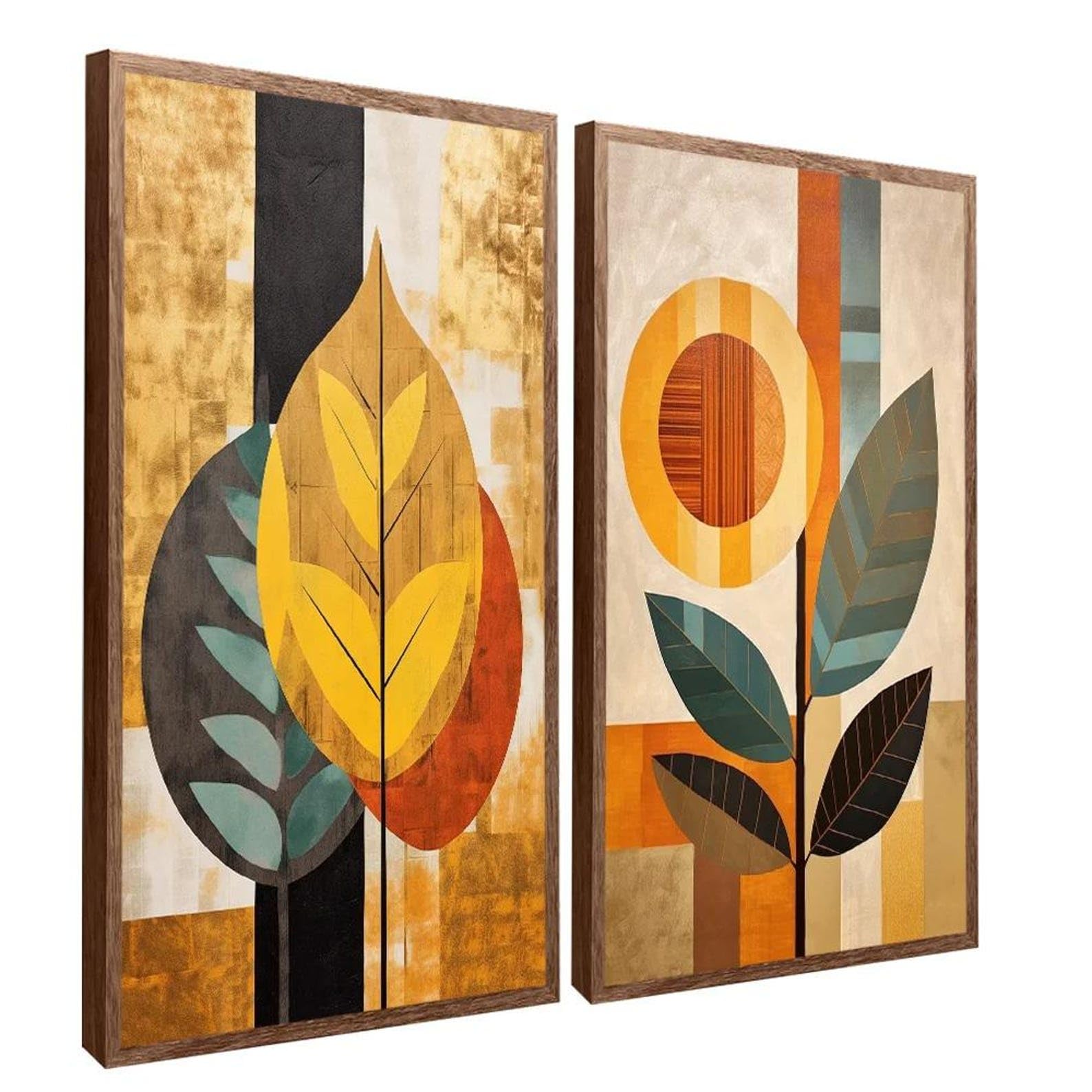 LMYCHENG Plakaty i nadruki roślinne, abstrakcyjny zestaw botanicznych obrazów na płótnie, nowoczesny wystrój domu, obrazy ścienne w stylu boho (60 x 90 cm x 2, bez ramy)