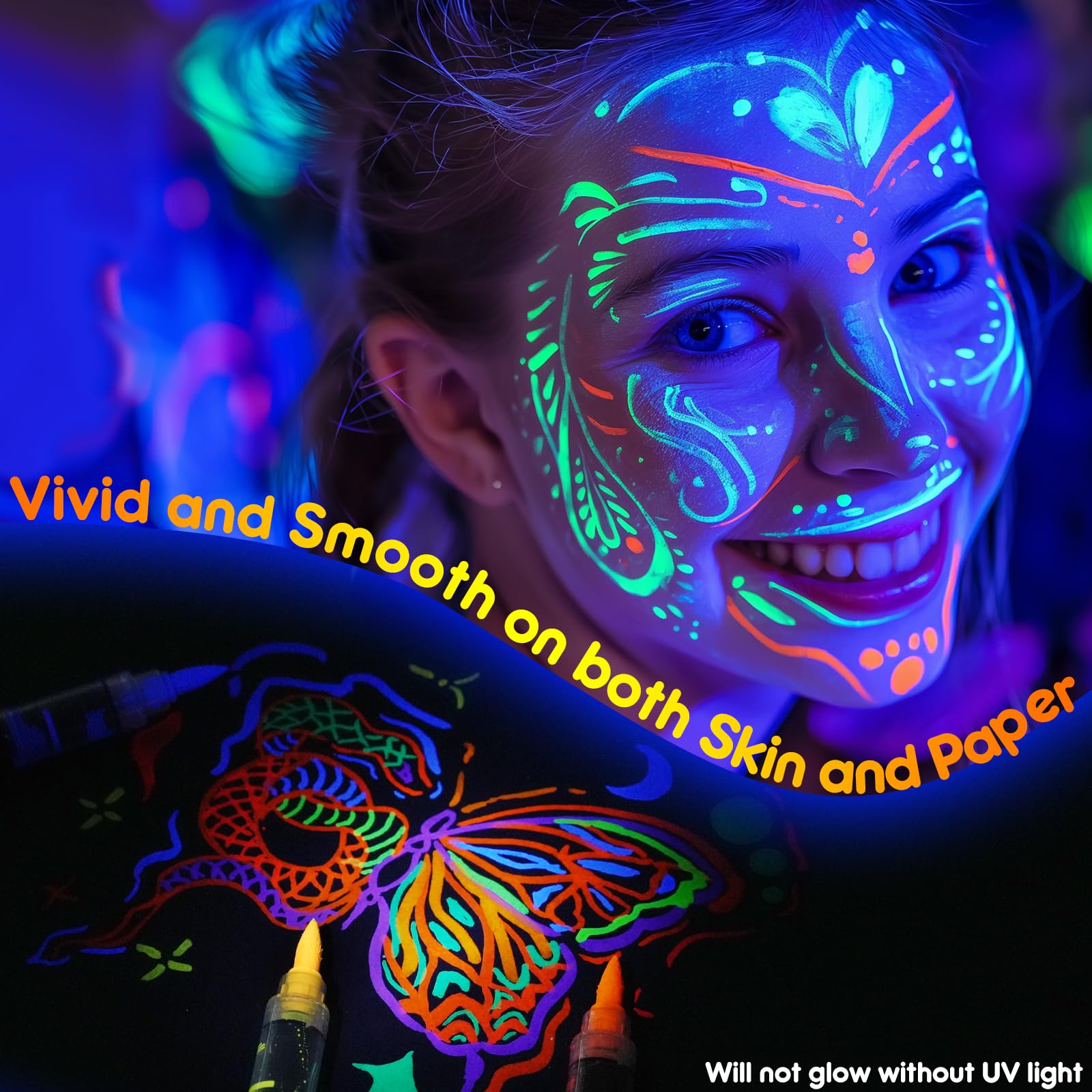 Snapklik.com : 16 Glow In The Dark Body Paint, UV Neon Face Paint ...