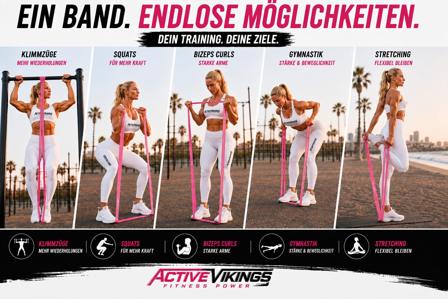 Valkyrie Edition PULL UP - Fasce elastiche per il fitness - Set ideale da 5 - fascia in tessuto per cintura di sicurezza