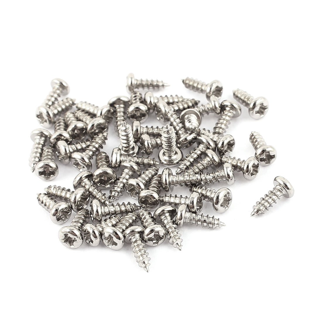 Generic 50 Pcs M2 x 6mm Stainless Steel Phillips Round Head Self Tapping Screws Bolts-image-5