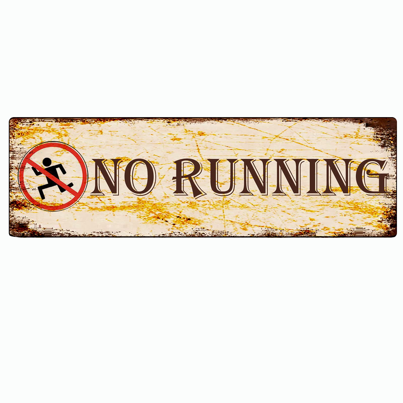peiyeety No Running Vintage Metal Tin Sign | Rustic Safety Warning Wall Decor Retro Street Sign for Home Pool Playground Garage Bar Farmhouse Patio Man Cave Waterproof Durable Wall Art 4x16 Inch