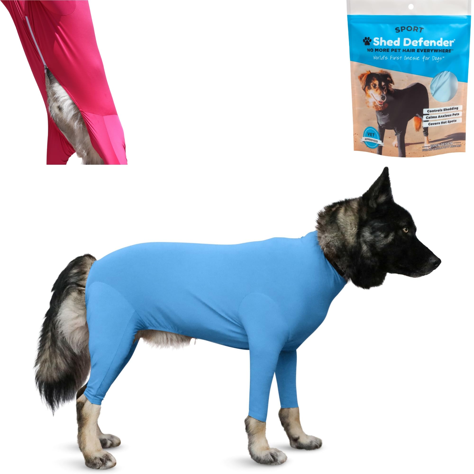 Shed Defender Sport Dog Onesie for Dog Shedding, Seen on Shark Tank, Lightweight Breathable, Bodysuit for Dogs, Pet Jumpsuit, Dog Body Suit, Shed