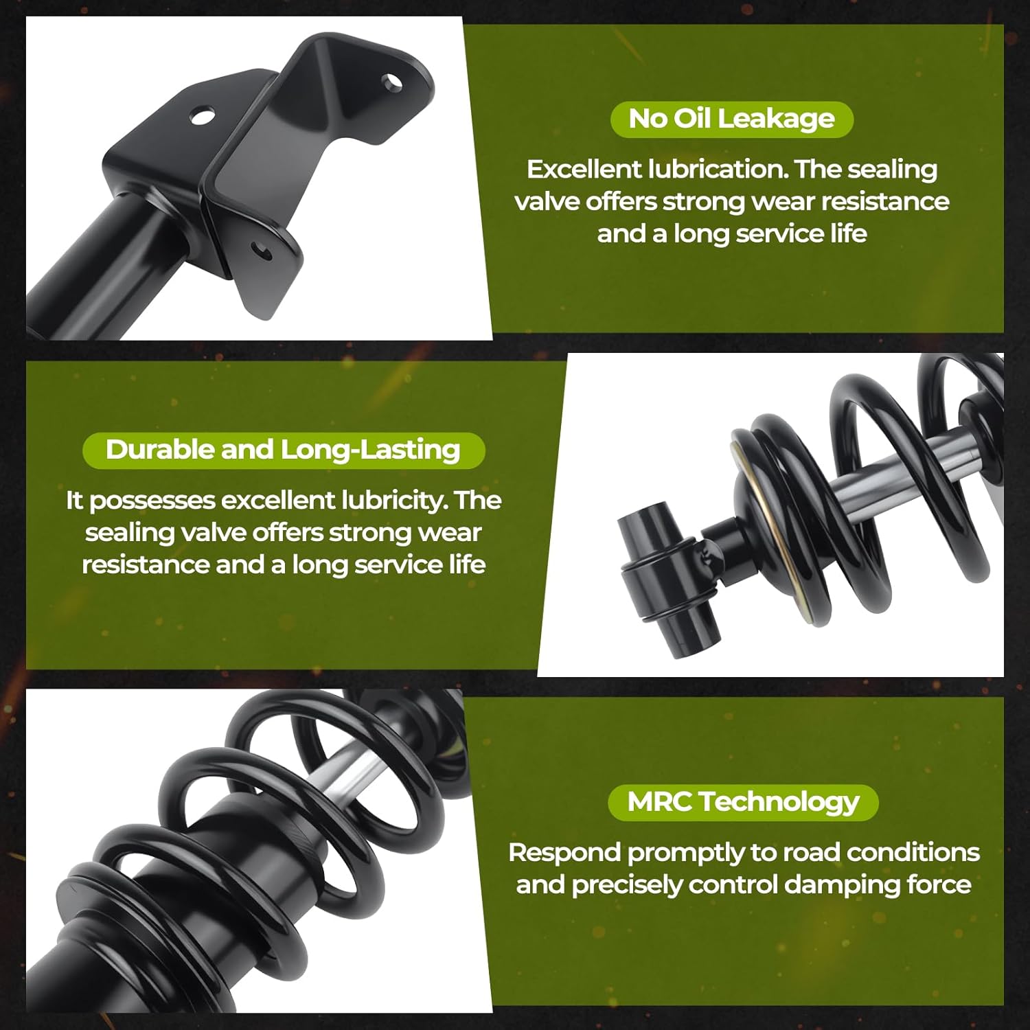 Front Golf Cart Shock Absorbers Heavy Duty Compatible With 2007-2016 Yamaha Drive G29 Gas & Electric Golf Carts Passenger and Driver Side OEM# JW2-F3390-00-00 JW2-F3350-00