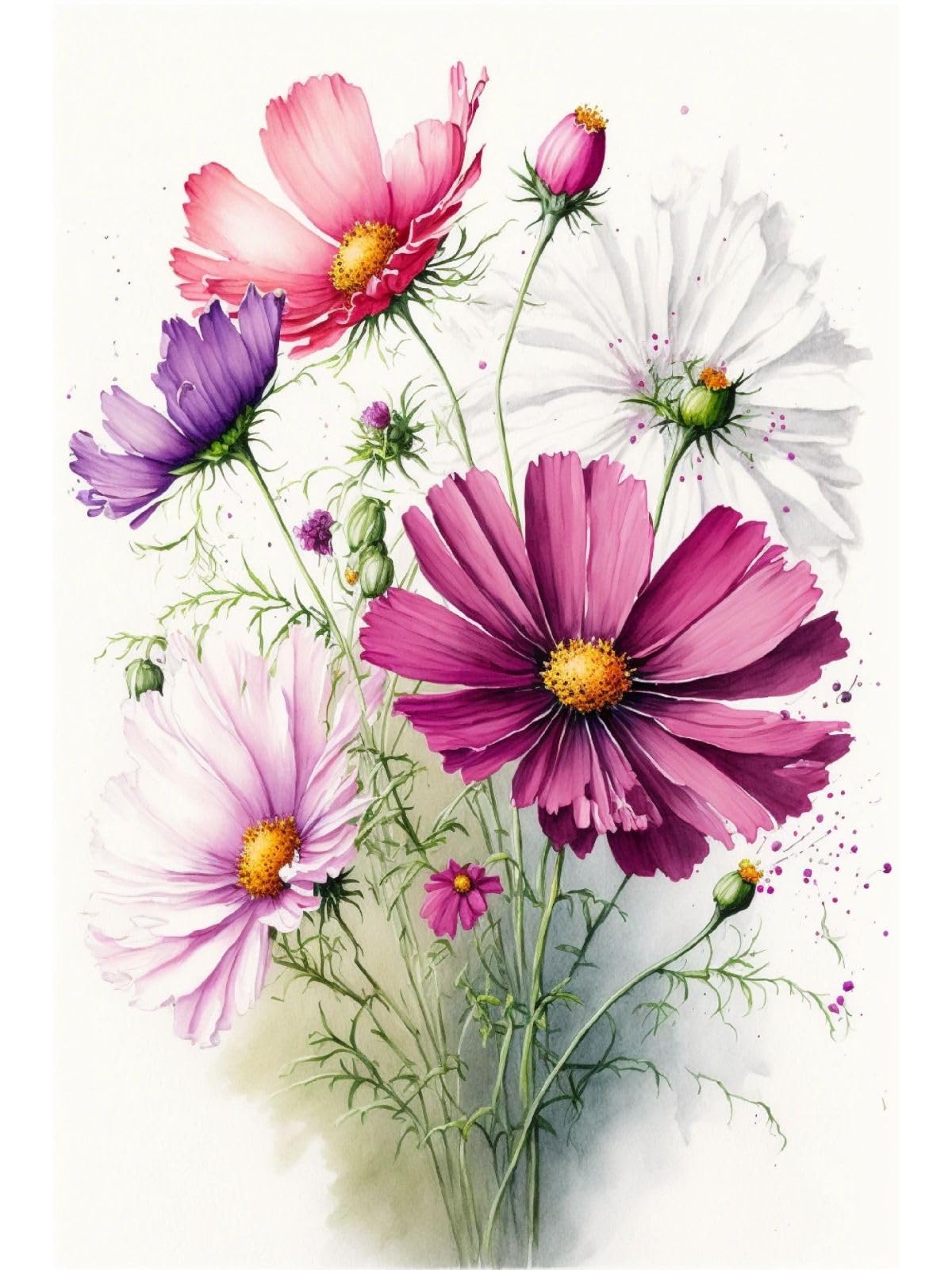 Kit De Démarrage De Broderie, Belles Fleurs Dans Un Vase, 50 * 70 Cm