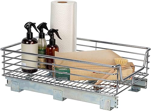 Household Essentials C1521-1 Glidez - Organizador deslizante extra profundo para debajo del fregadero estante extraĂble para gabinete cromado 145 Household Essentials C1521-1 Glidez - Organizador deslizante extra profundo para debajo del fregadero estante extraĂble para gabinete cromado 145