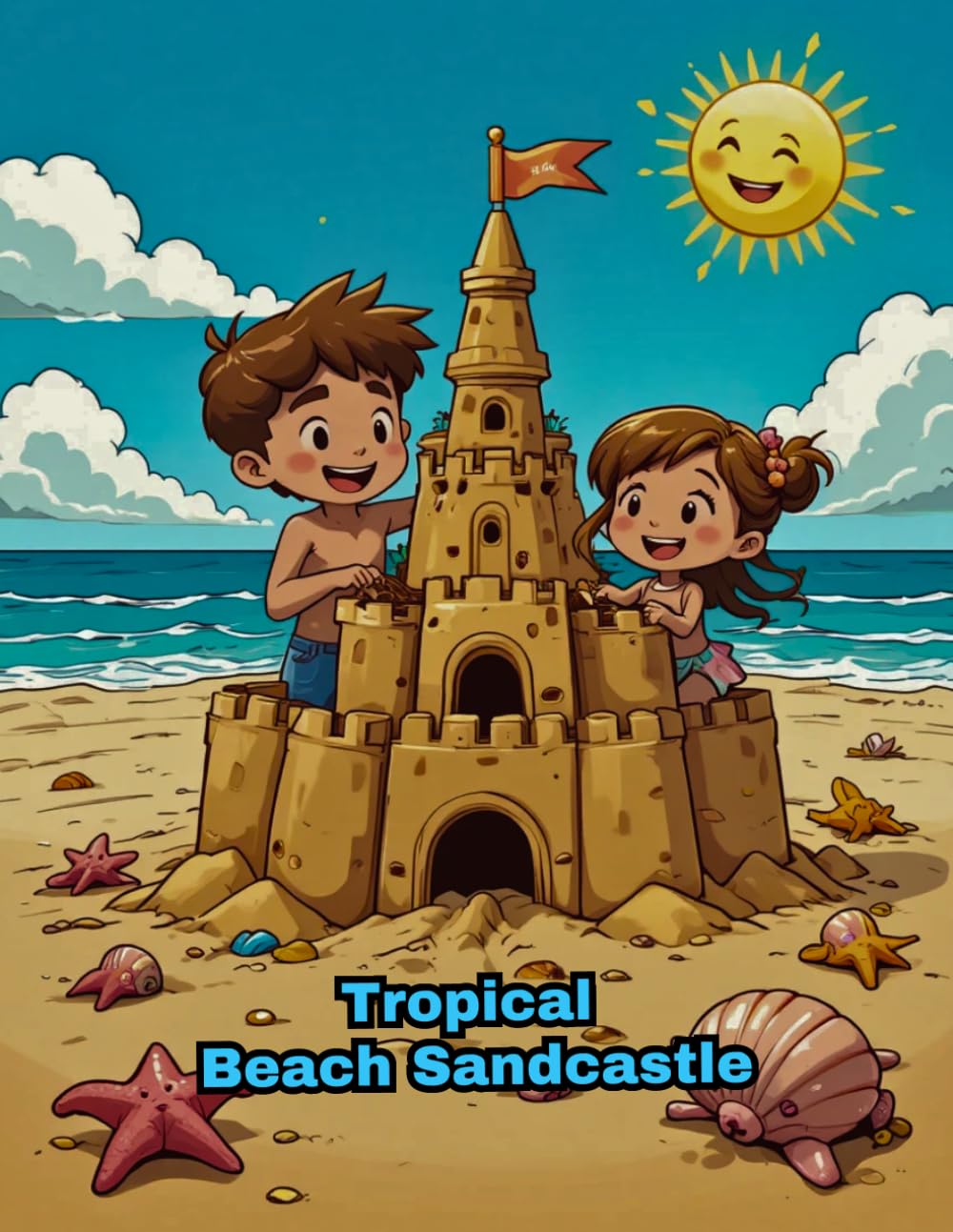 Tropical Beach Sandcastle Coloring Book: 50 Fun Vacation Scenes for Kids