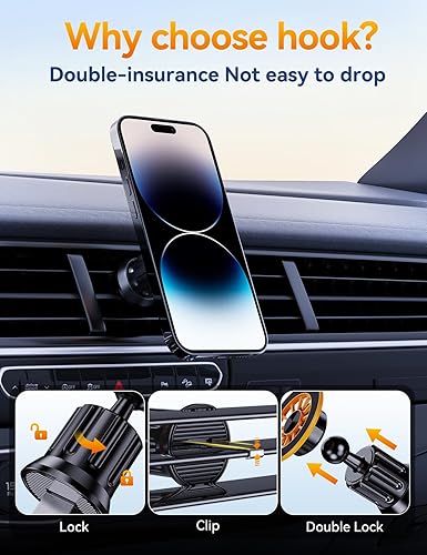 Miniatura 7 de Soporte para automóvil MagSafe - 20 imanes fuertes Soporte magnético para teléfono celular con ventilación de aire, soporte universal para iPhone