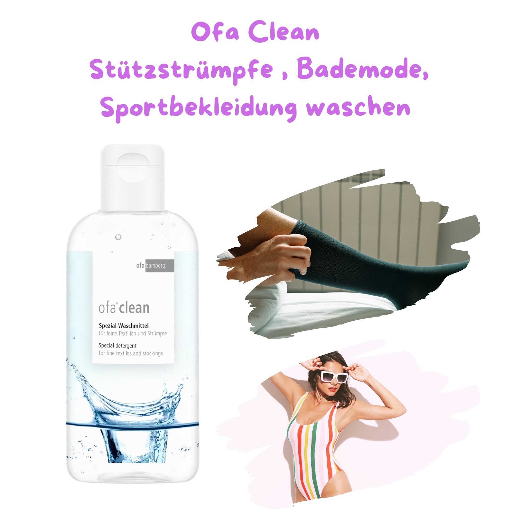 Ofa Clean Spezialwaschmittel Stützstrümpfe + Olanmarp Wäschenetz (500 ml) | Schonende Pflege für Kompressionsstrümpfe, inkl. Wäschenetz – ideal für empfindliche Medizintextilien