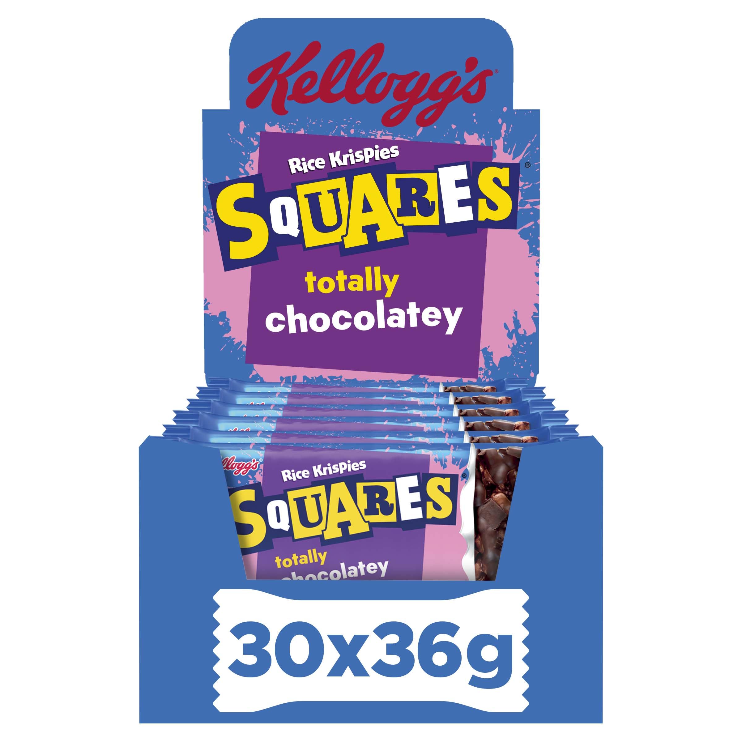 Kellogg's Rice Krispies Squares Cereal Bar Totally Chocolate, 36g (Pack of 30)