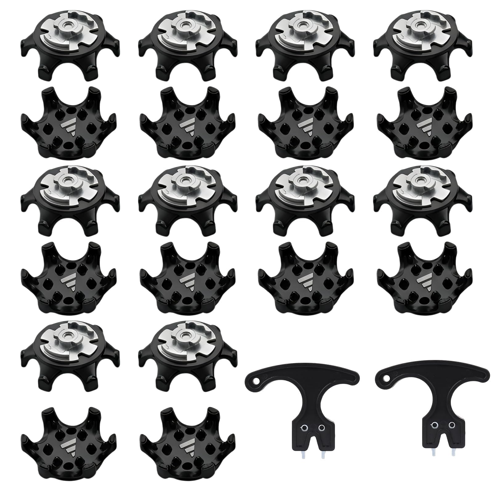 Golf Shoe Spikes Replacement Set for Men & Women – 20 Pcs Golf Shoe Spikes with 2 Wrenches for Easy Installation, Universal Cleats Compatible with Most Golf Shoes for Superior Traction (Black)