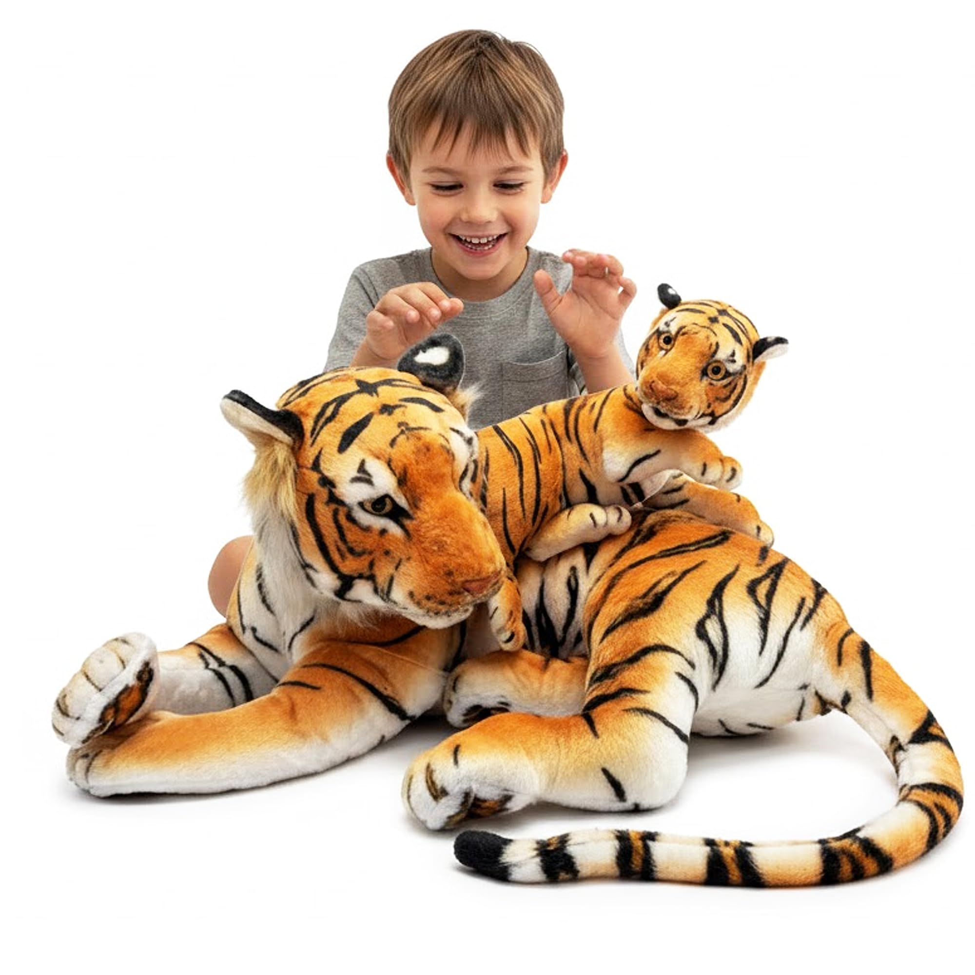 Curvaso Animal Plushies Tiger and Cub Soft Plush Stuffed Toy Giant Cuddly Huggable Teddy Toys for Kids Boys Girls — image 1