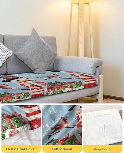 Miniatura 4 de Fundas de cojín elásticas para sofá de Navidad, diseño de muñeco de nieve, seccional, individual, en forma de L, con parte inferior elástica, diseño