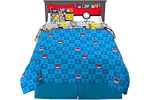 Franco Pokémon Bedding Super Soft Comforter and Sheet Set with Sham, 7 Piece Queen Size