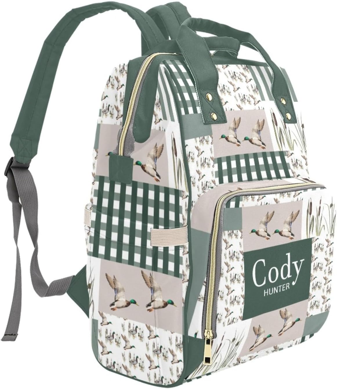 Personalized Wild Duck Diaper Bag Backpack with Name – Custom Baby Travel Tote for Mom or Dad, Nursing Bag for Girls, Shower Gift for Baby, Daycare Essentials Organizer