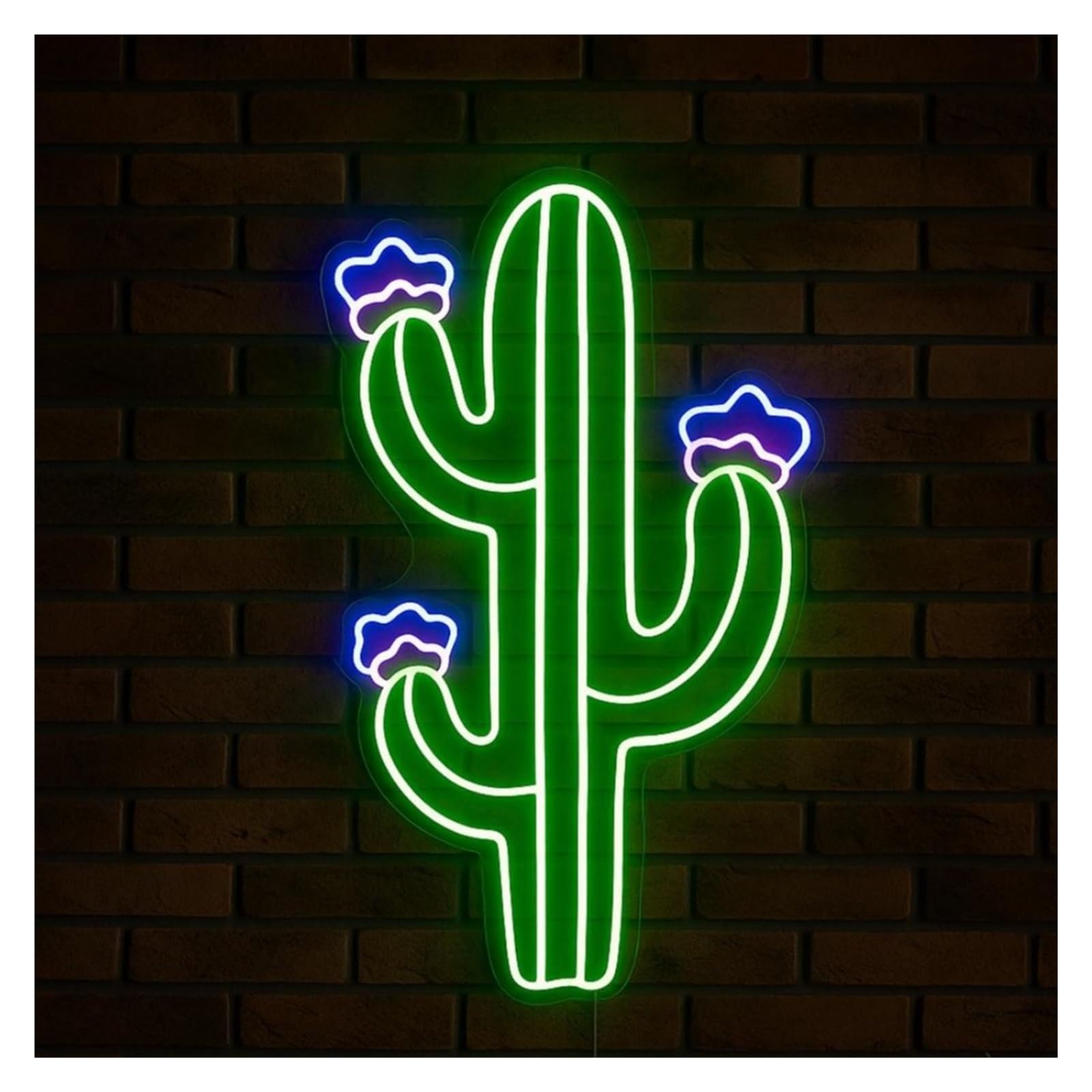 Shouxi One Color Sign Lamp Cactus Neon Sign, Suitable For Bedroom Beach Bar Wall Decor With Dimmable 51Cm