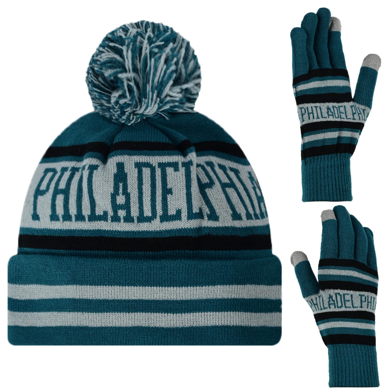 mtstaoweVintage Classic Skull Cap Beanie Hat Cuffed Winter Hat Knit Comes with Warm Gloves Gifts for Men Women Fans