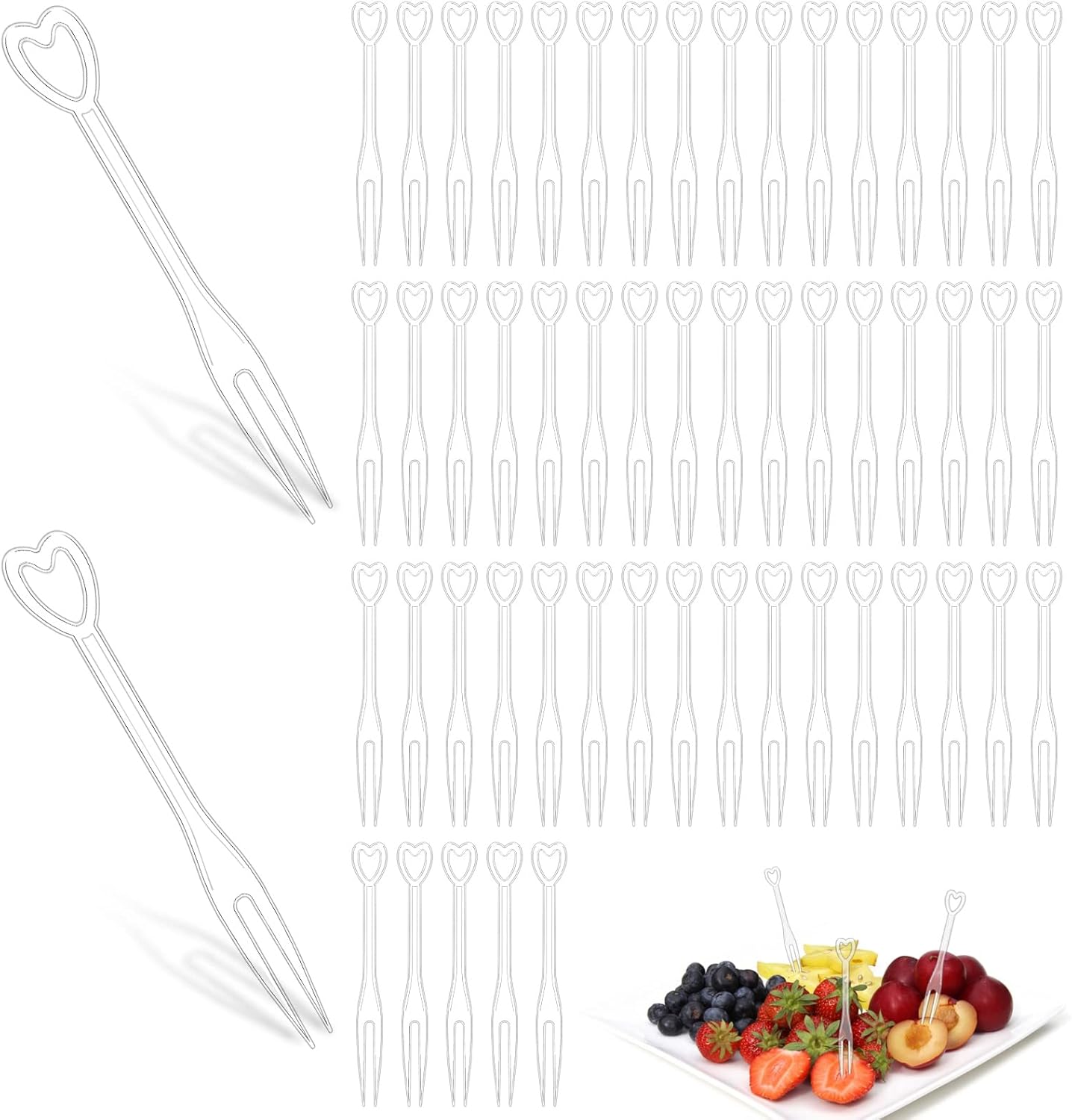 KALIONE 300 Pack Disposable Plastic Dessert Forks, Fruit