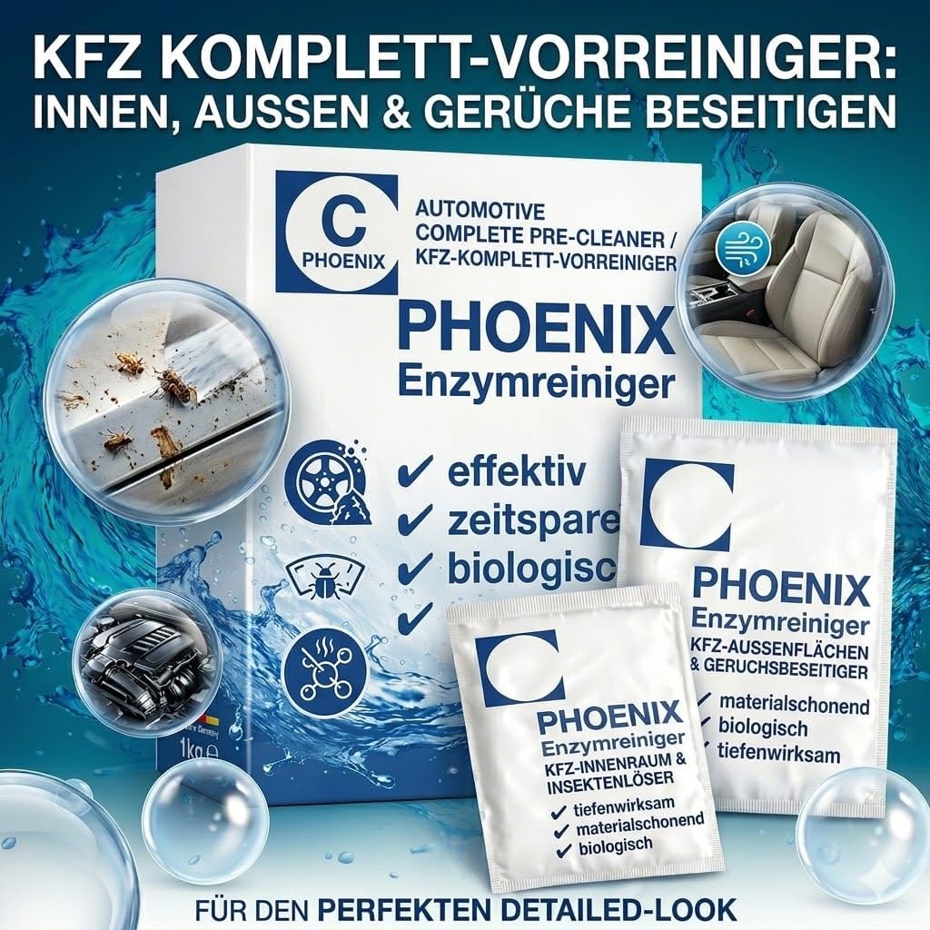 Autoinnenraum Reiniger 200g + Drucksprüher verteilt Enzyme gleichmäßig Sprühflasche Zerstäuber Pumpsprüher auftragen Auto Autositze Polsterreiniger Himmel Autopflege Cockpit | PHOENIX Enzymreiniger