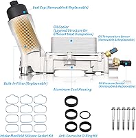 Vista 3 de 926-876 Carcasa de aluminio mejorada para filtro de aceite de motor 5184294AE 926-959 compatible con Journey Charger 3.6L Ram Chero-kee Challenger